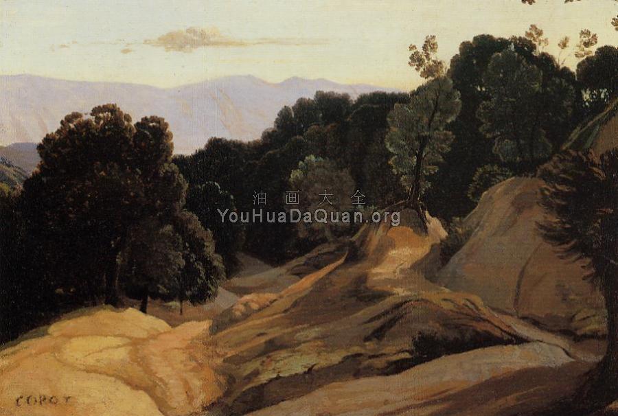 Road through Wooded Mountains - 让·巴蒂斯特·卡米耶·柯罗